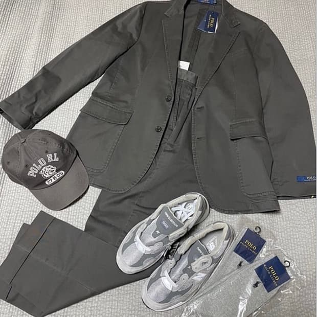 폴로 랄프로렌 코튼 수트 셋업 (차콜그레이)