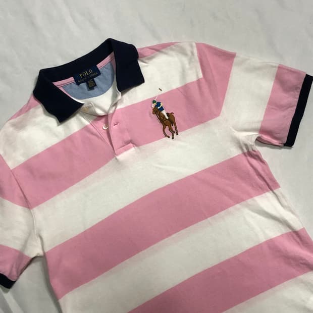 폴로 랄프로렌 빅포니 딸기우유 스트라이프 카라티