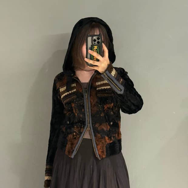 malko malka pocket detail hood fur jk