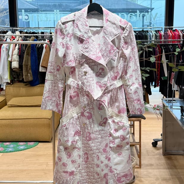 크리스찬 디올 부티크 핑크 05s 오블리크 트렌치 코트 