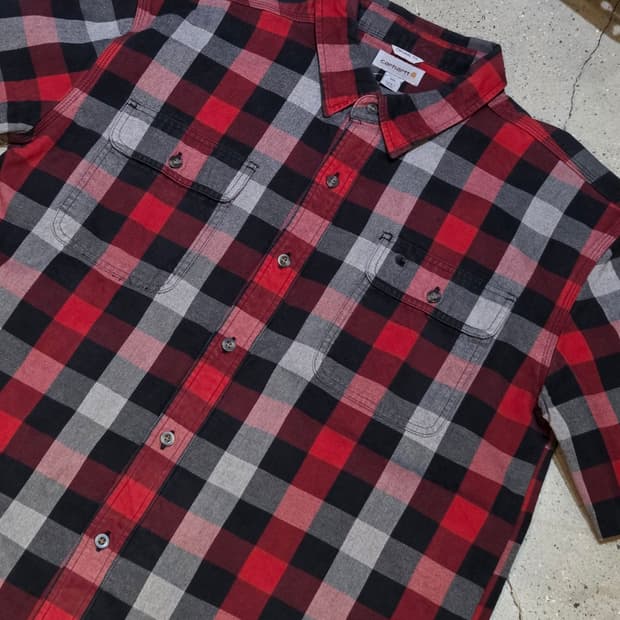 Carhartt 칼하트 레드체크 반팔셔츠