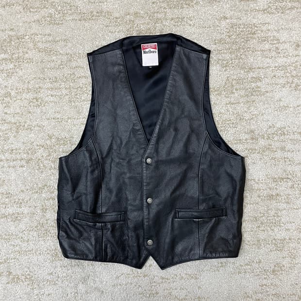 [M] 말보로 Marlboro  소가죽 레더 가죽 조끼 웨스턴 베스트