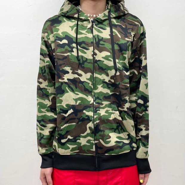 Basic Camouflage Hooded Zip-Up