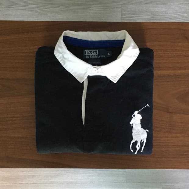 폴로 빅포니 긴팔 럭비티 블랙