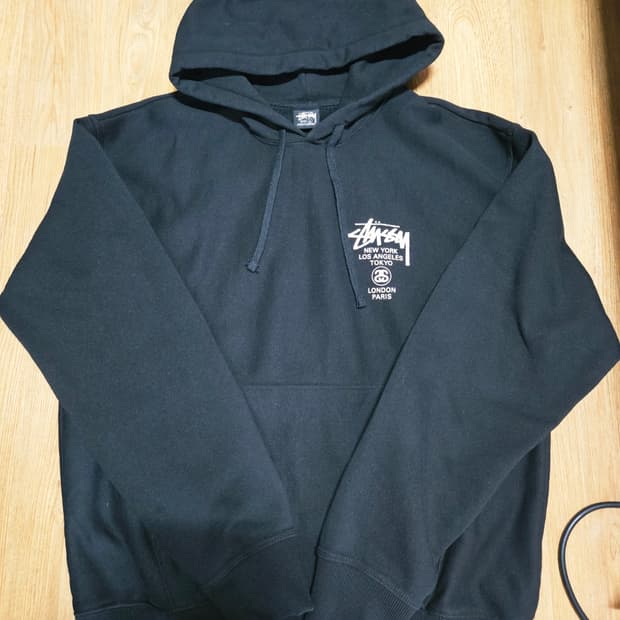 [L] 스투시 월드투어 후드티 일본 매장판 블랙