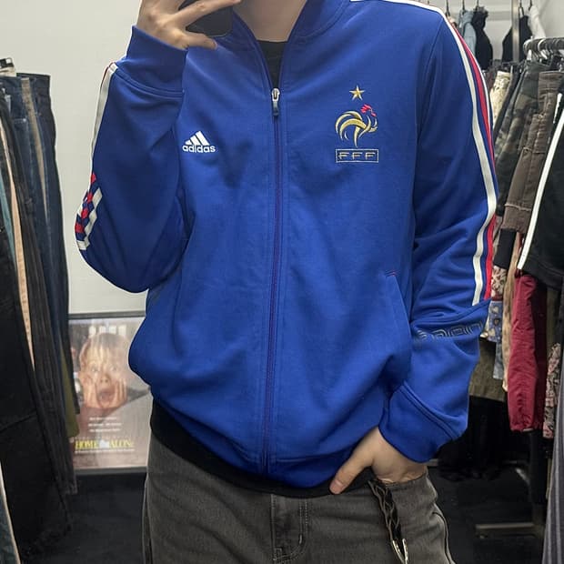 아디다스 져지 트랙탑 집업 프랑스 L 100 올드스쿨 블루 파랑색 저지 