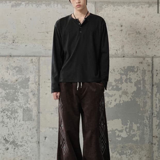 세컨모놀로그 보헤미안 벌룬핏 코듀로이 밴딩 팬츠