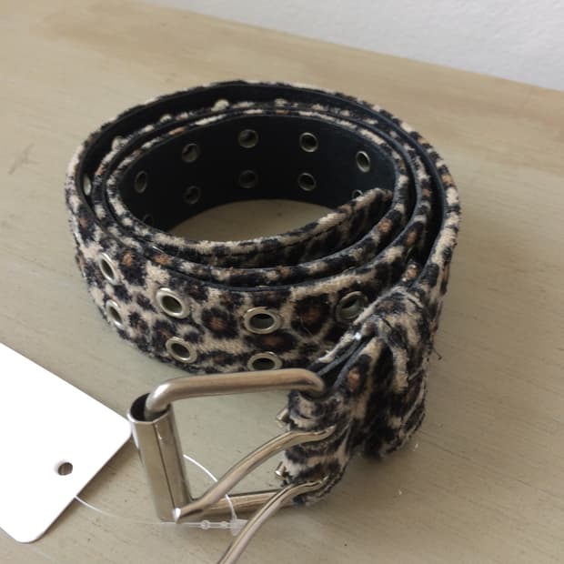 leopard fake fur belt
