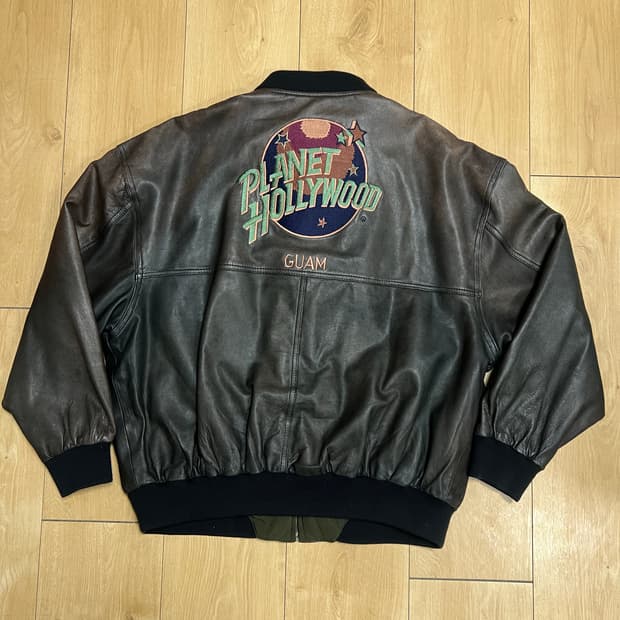 90‘s Planet Hollywood 가죽자켓 (양면, 카라 탈부착)