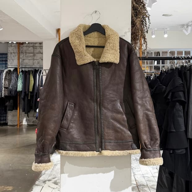 티피코시 브라운 b-3 램스킨 레더 시어링 무스탕