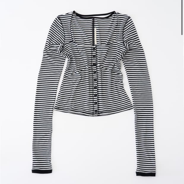 라라미미 스트랩 스트라이프 가디건 