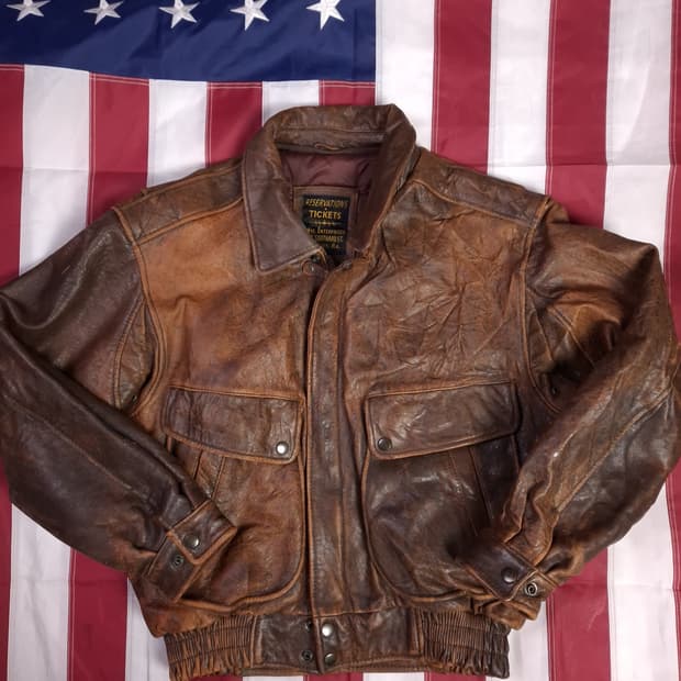 90's 국내산 일본 수출용 리얼레더 항공자켓