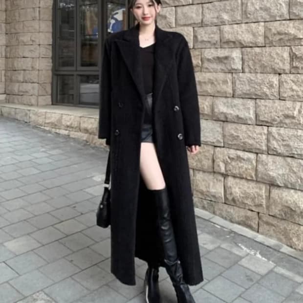 모헤어 더블 롱코트