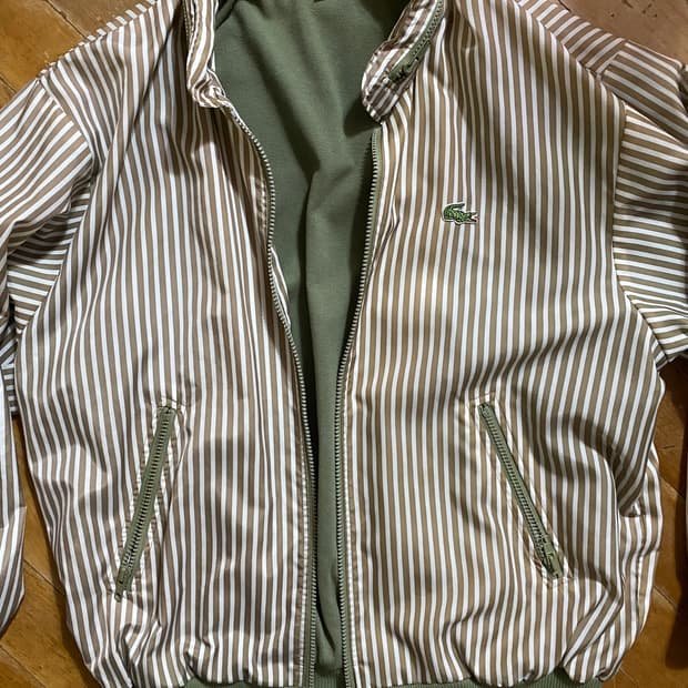 라코스테 스트라이프 바람막이 후드 자켓 L (105)