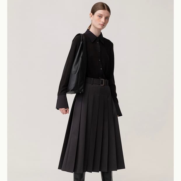 킨더살몬 울 플리츠 스커트 S