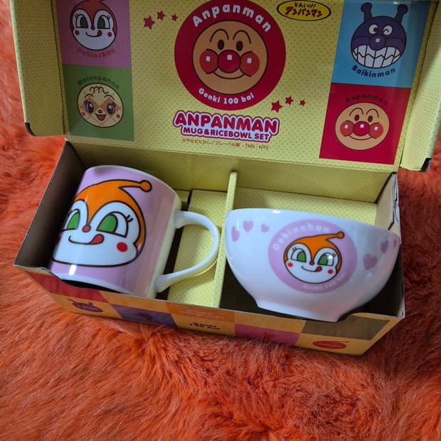 anpanman 호빵맨 짤랑이 식기 머그컵 세트 새상품