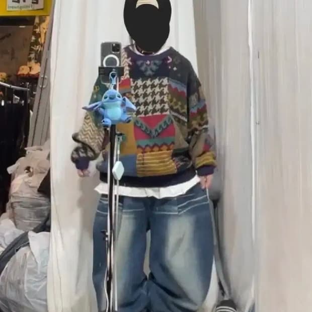 빈티지 패턴니트 XL 택포