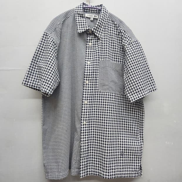 유니클로xJW앤더슨 원포켓 시어서커 체크 반팔셔츠L(XL)