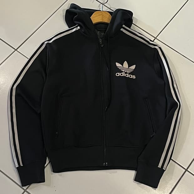 아디다스 블랙 후드 져지 집업