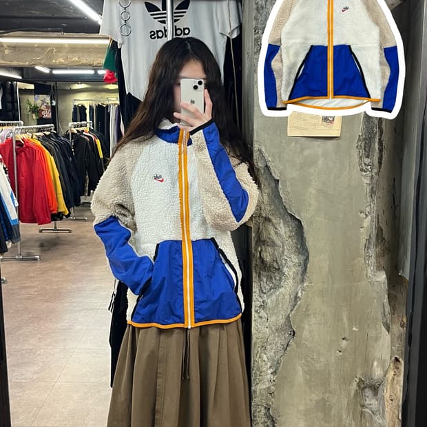 나이키 배색 플리스 자켓 아이보리 M #csz2058
