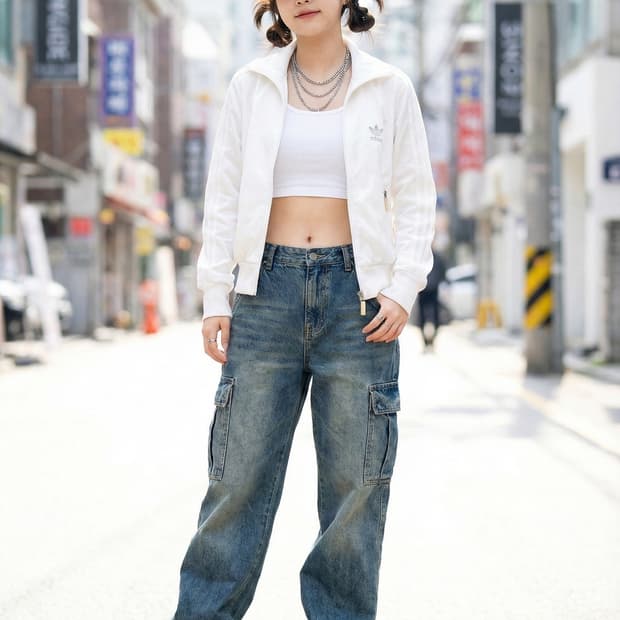 아디다스 우먼스 화이트실버 트랙탑 져지_95