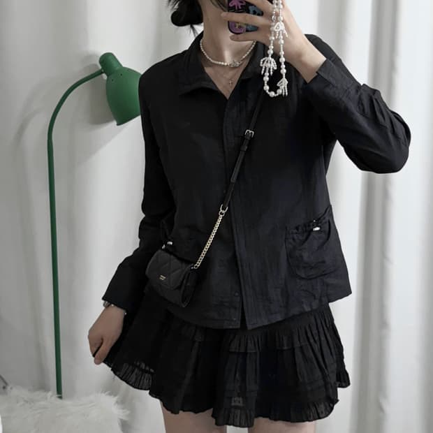 블랙 카라 집업 자켓