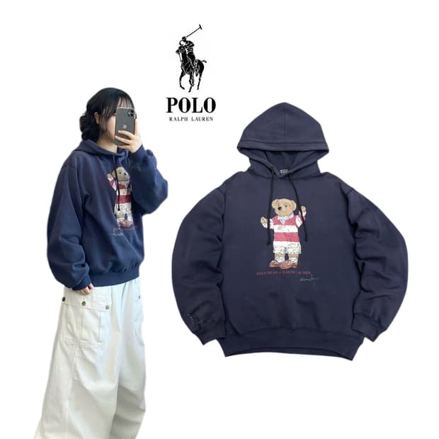 폴로 베어 페이딩 후드티