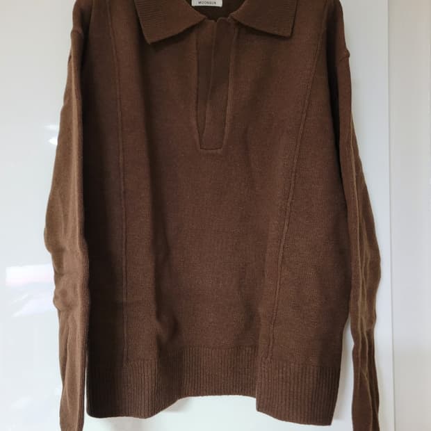 문선 램스울 카라 니트 브라운