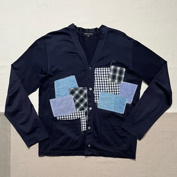 꼼데가르송 옴므 패치워크 코튼 가디건 comme des garcons