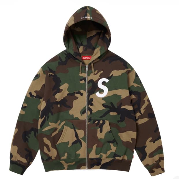 슈프림 S로고 후드집업 우드랜드 카모 25FW