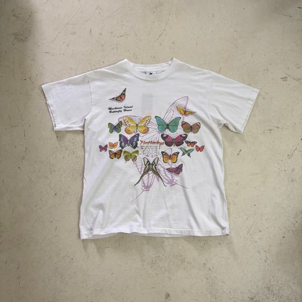 90s USA Harlequin Nature Graphics 반팔티 L