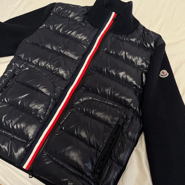 몽클레어 매글리온 삼선 니트패딩 m 