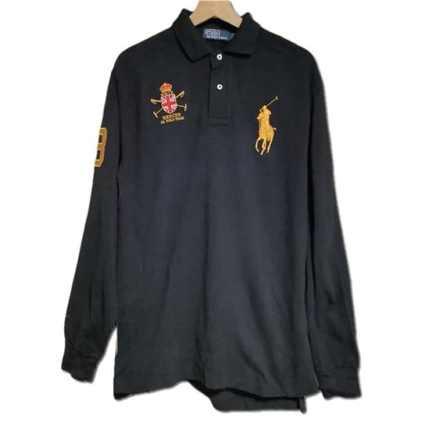 [한정 매물]폴로 랄프로렌 머서 빅포니 성조기 긴팔 폴로 셔츠 블랙 