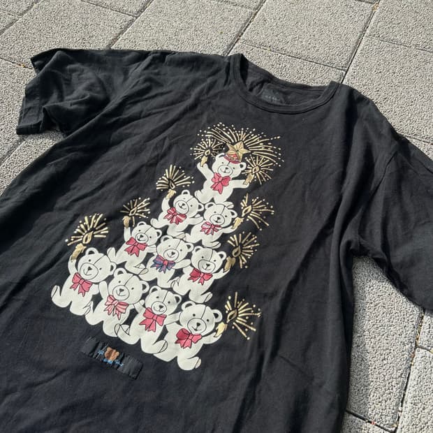 JPN 00s 칼헬무트 by 핑크하우스 베어 프린팅 반팔 티셔츠