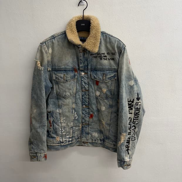 자라 데님 데미지 워싱 쉐르파 자켓 (M)