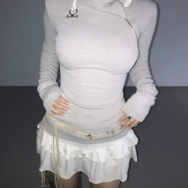 디에어타운 하이넥 지퍼 니트 