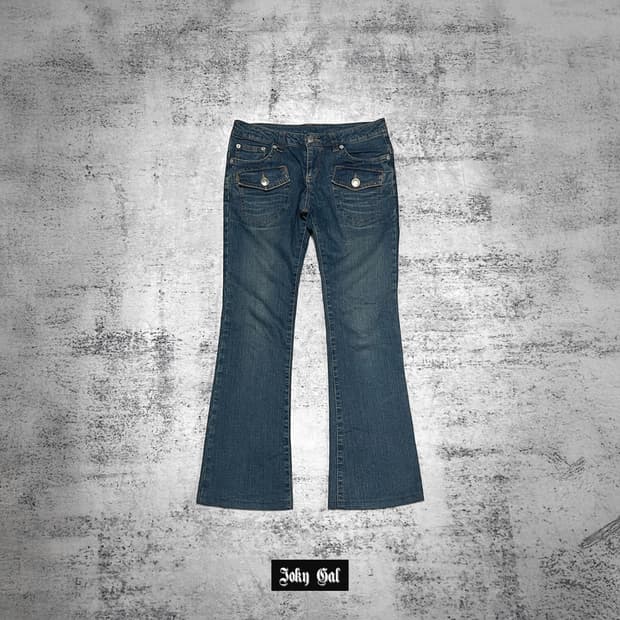 (joky gal)y2k bold button gyaru bootcut 