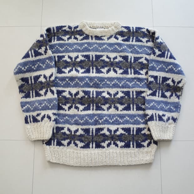 90s 빈티지 ARTESANIA 에콰도르 핸드메이드에스닉 울 니트 XL 