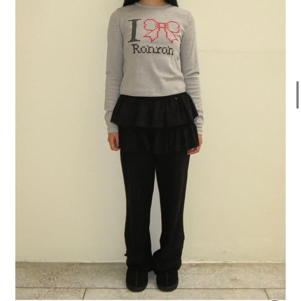 론론 캉캉 레이어드 팬츠스커트 블랙