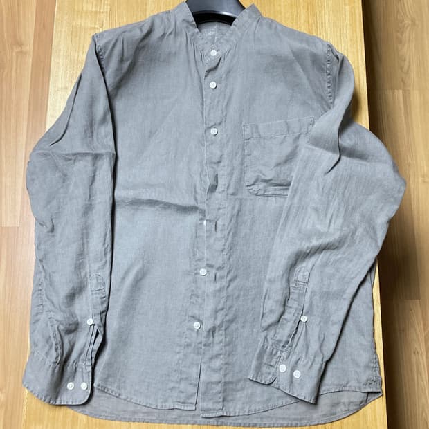 MUJI 무인양품 무지 린넨 셔츠 스탠드 밴드 차이나 칼라