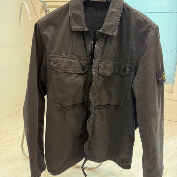 스톤아일랜드 23FW 브러쉬드 오가닉 코튼 오버셔츠 블랙 XL 102WN