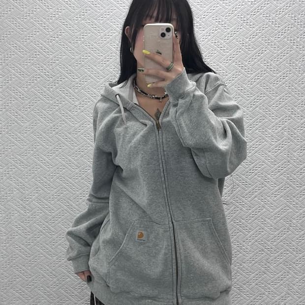 칼하트 올드스쿨 빈티지 오버핏 기모 후드집업 M C07579