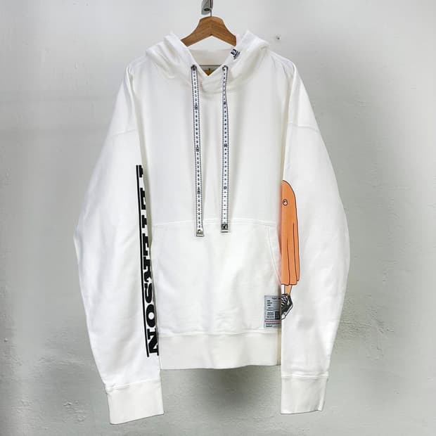 미하라 야스히로 피터슨 프린티드 후드 화이트