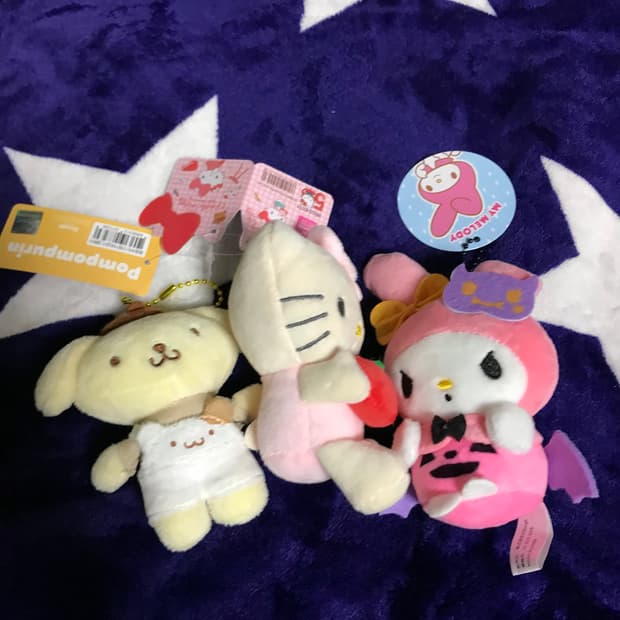 산리오 인형 키링 헬로키티 마이멜로디 폼폼푸린 세트