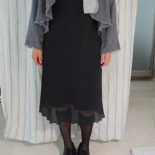 Black Textured Shift Dress