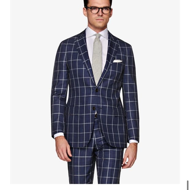 수트 서플라이 네이비 체크 자켓