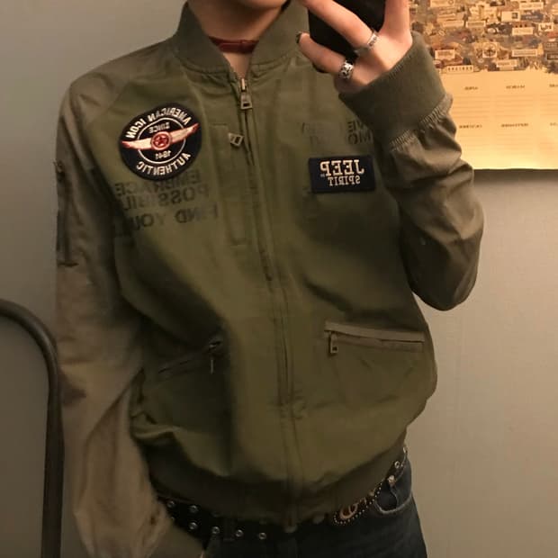 Jeep 지프 와투케 밀리터리 지퍼 크롭자켓