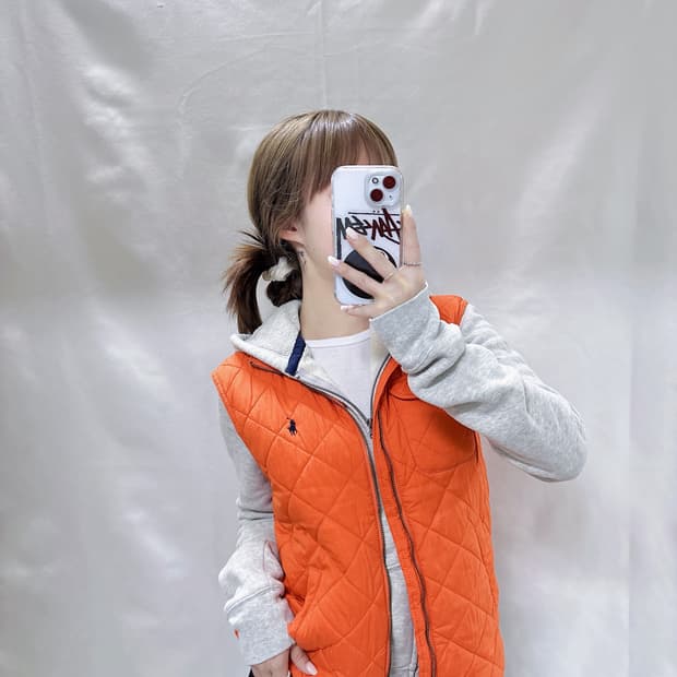 폴로 랄프로렠 오렌지 포니 퀼팅 베스트 