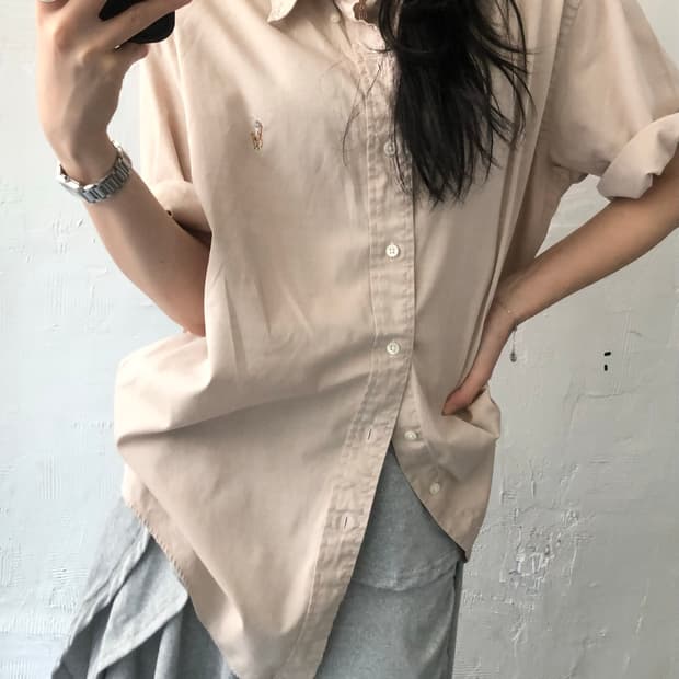 Polo 폴로 랄프로렌 멀티컬러포니 살구베이지 반팔 셔츠