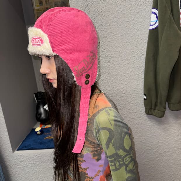 Von Dutch 본더치 코듀로이 트루퍼 햇 인디핑크